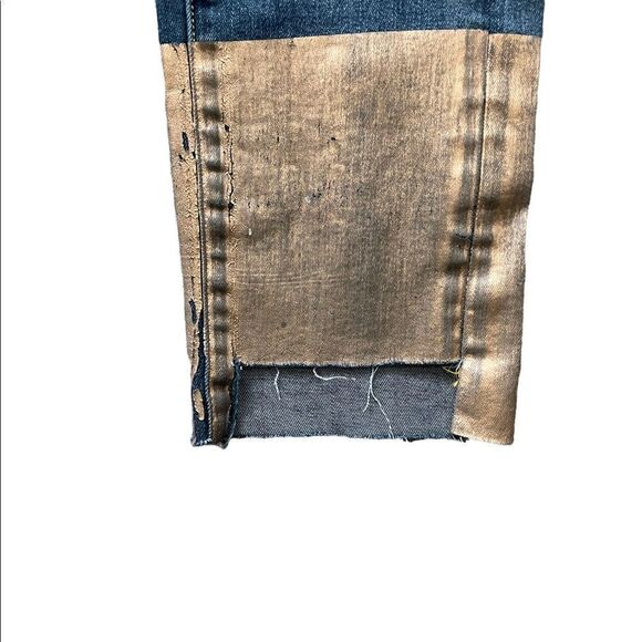 ANTHROPOLOGIE PILCRO Gold Foil Dipped Jeans Size 25 - Picture 3 of 11